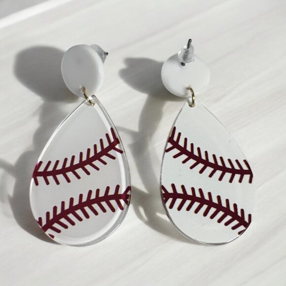 Acrylic Baseball Drop Earring - Picture 2 of 4